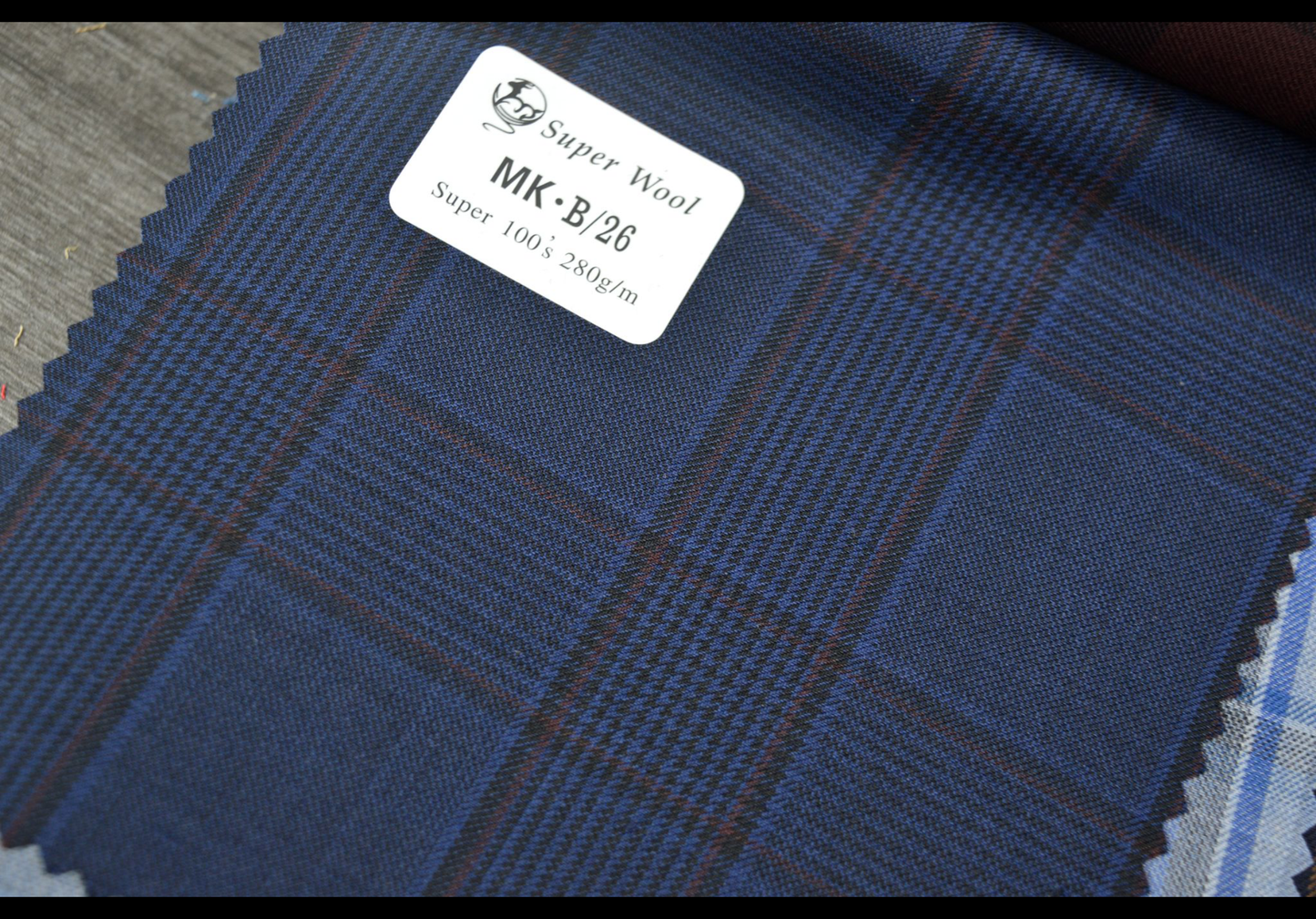 Navy Windowpane W/ Burgundy Accent