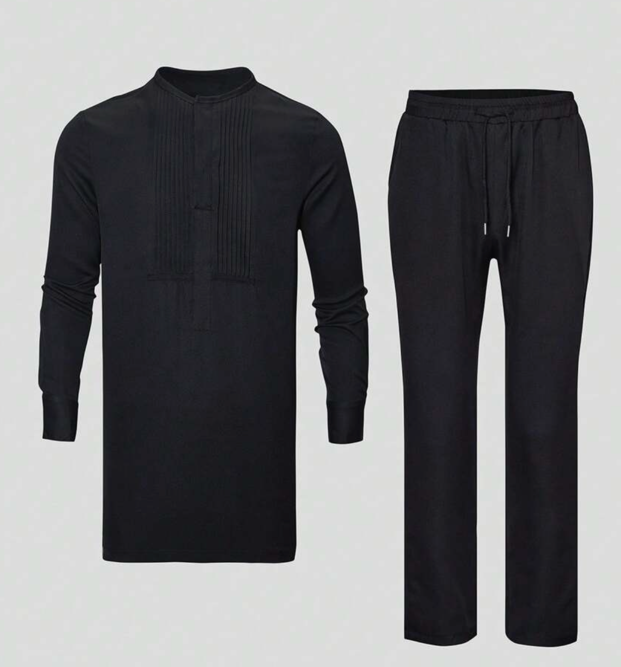 2-Piece Black Band Collar Kaftan